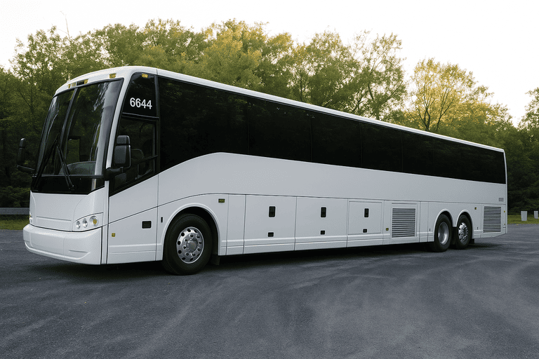 exterior of Charter Bus Rental Conroe coach bus